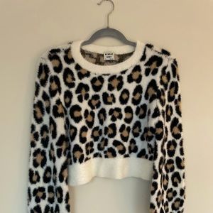Aritzia Sunday Best Fuzzy Leopard Print Sweater XS